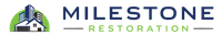 Milestone Restoration logo with green house icon and blue-gray text on white background
