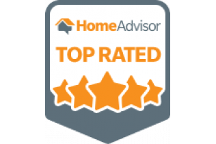HomeAdvisor Top Rated badge with orange stars and gray border