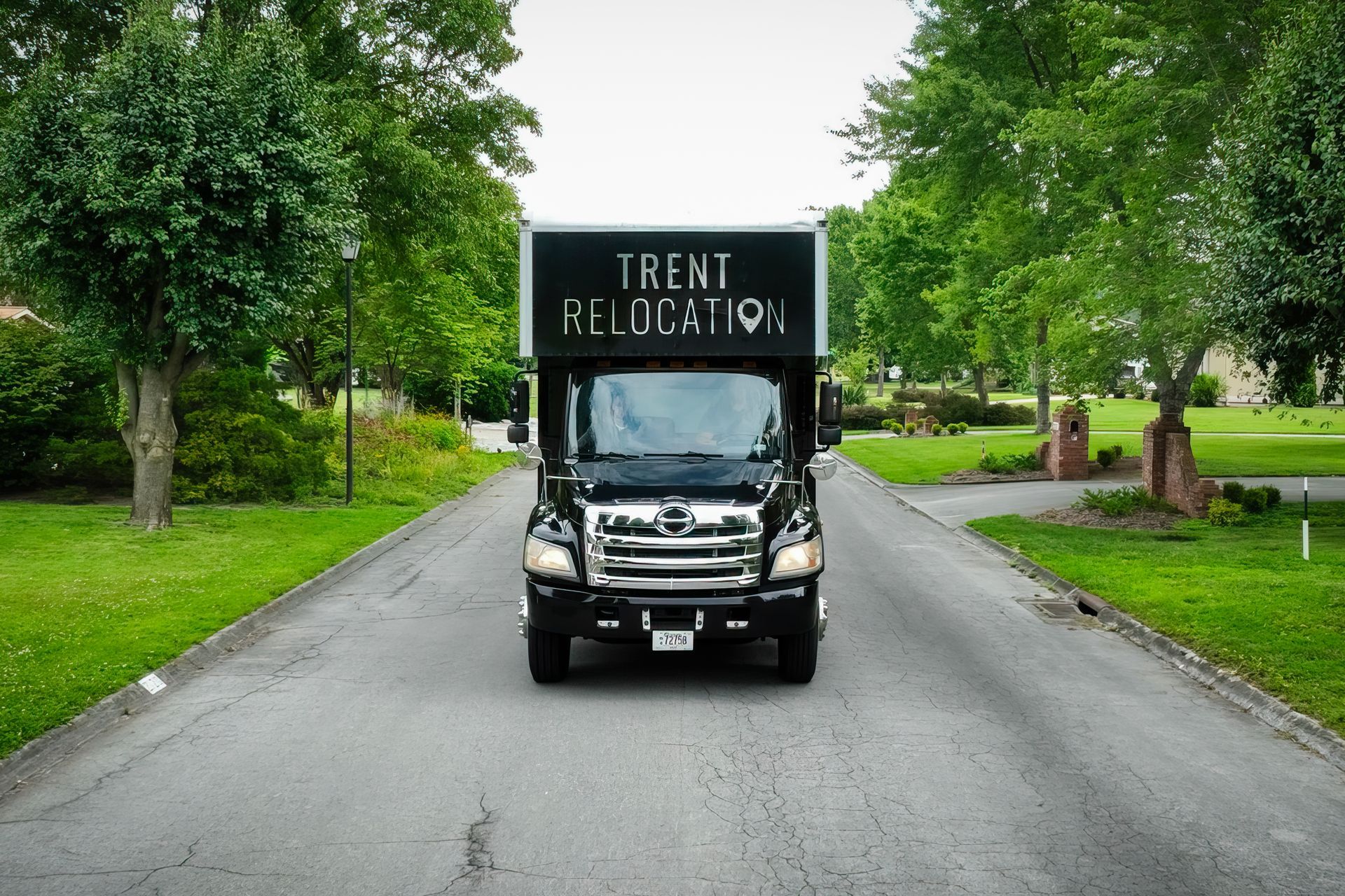 Black moving truck with