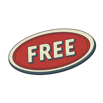 Red and cream oval badge with