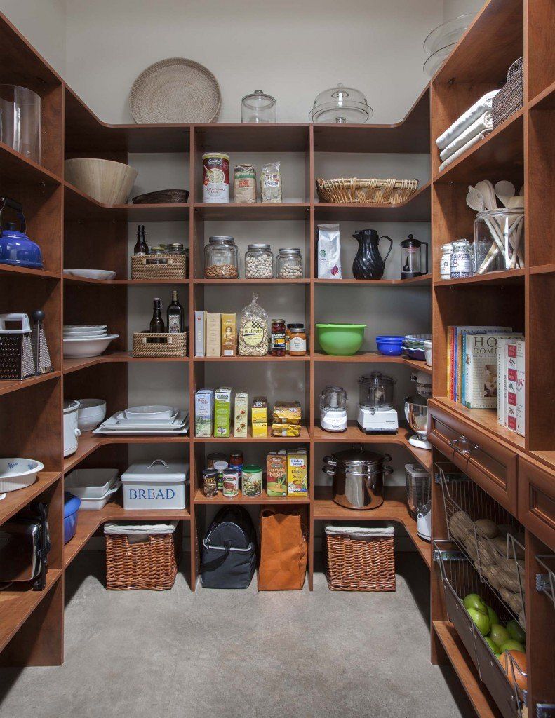 Warm Cognac Color Kitchen Pantry Shelving System