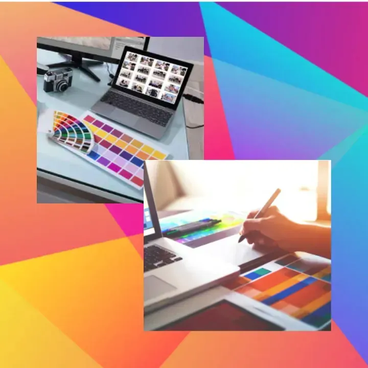 A Collage of Pictures Shows a Laptop and a Person Using a Tablet — Aldine Printers in Bungalow, QLD