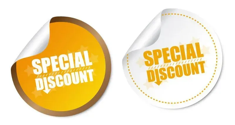 Two Stickers That Say Special Discount on a White Background โ Aldine Printers in Bungalow, QLD