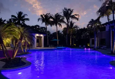 Color LED pool lighting installation