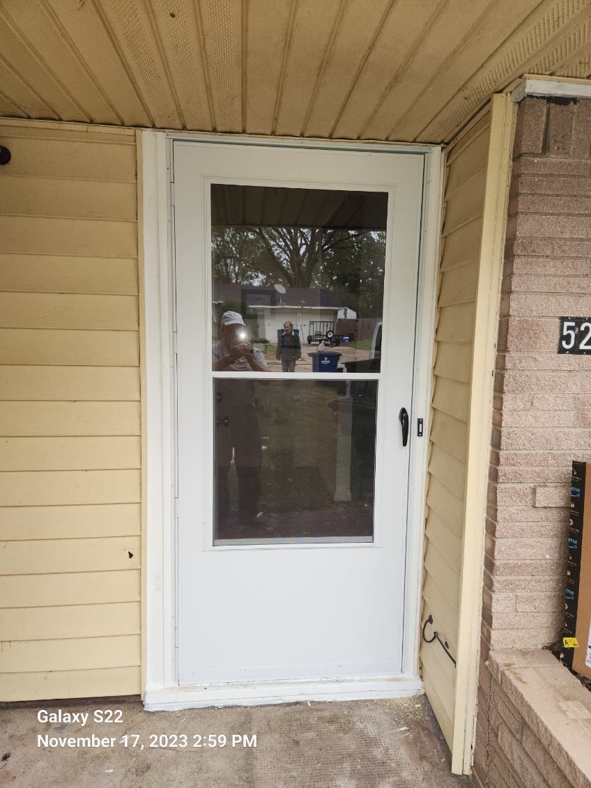 Storm door installations and fixture upgrades