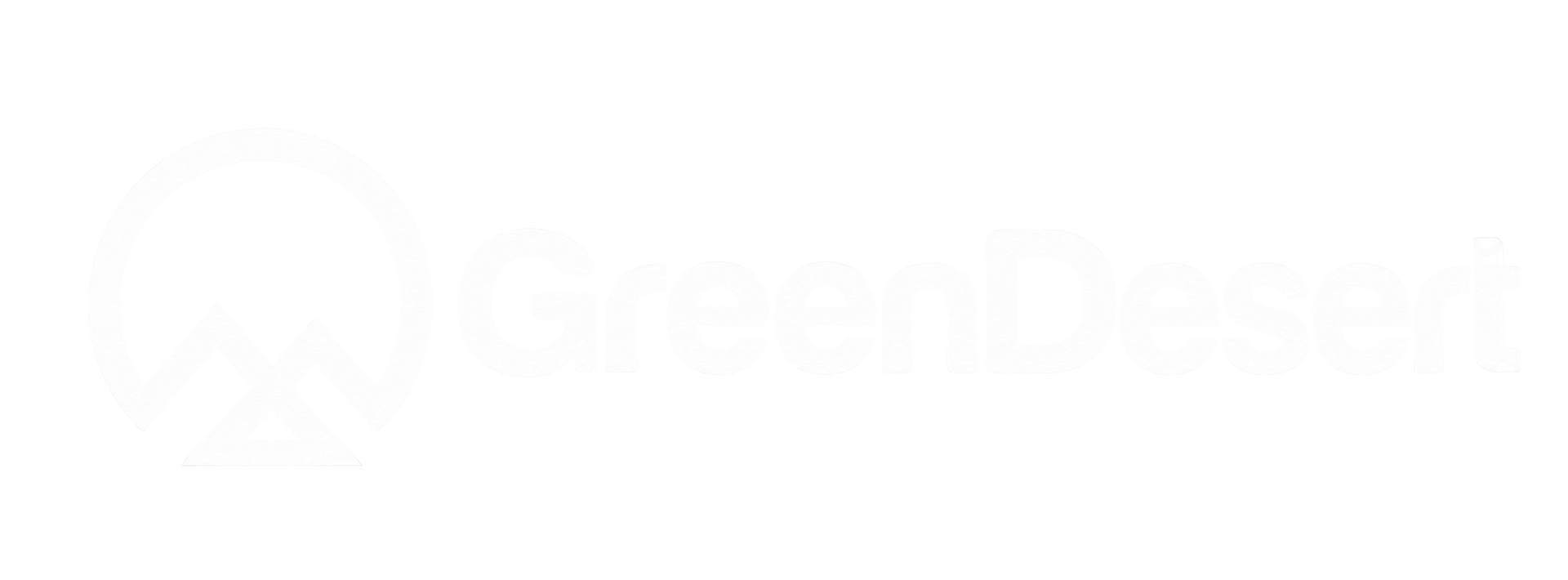 Logotipo blanco con un icono circular y texto tenue sobre un fondo claro