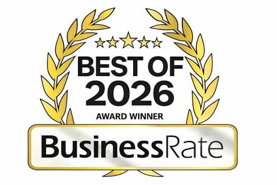 Best of 2026 award winner badge with gold laurel and BusinessRate logo
