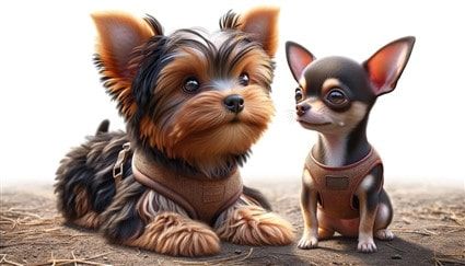 Yorkie Puppy Meeting New Dog