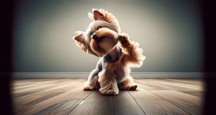 Yorkie Scratching an Itch