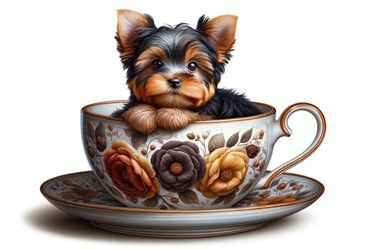 Yorkshire Terrier Puppy in a Teacup