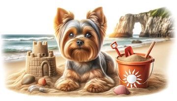 Yorkshire Terrier at Beach in Summer