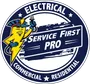 Blue electrical service logo with a lightning bolt and the words “Electrical Service First.”