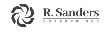 A logo for r. sanders enterprises with a red flower
