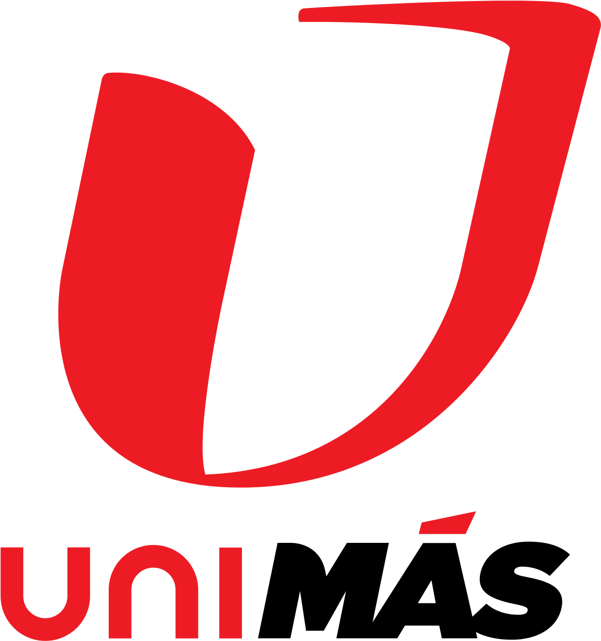 A red and black logo for unimas with a white background