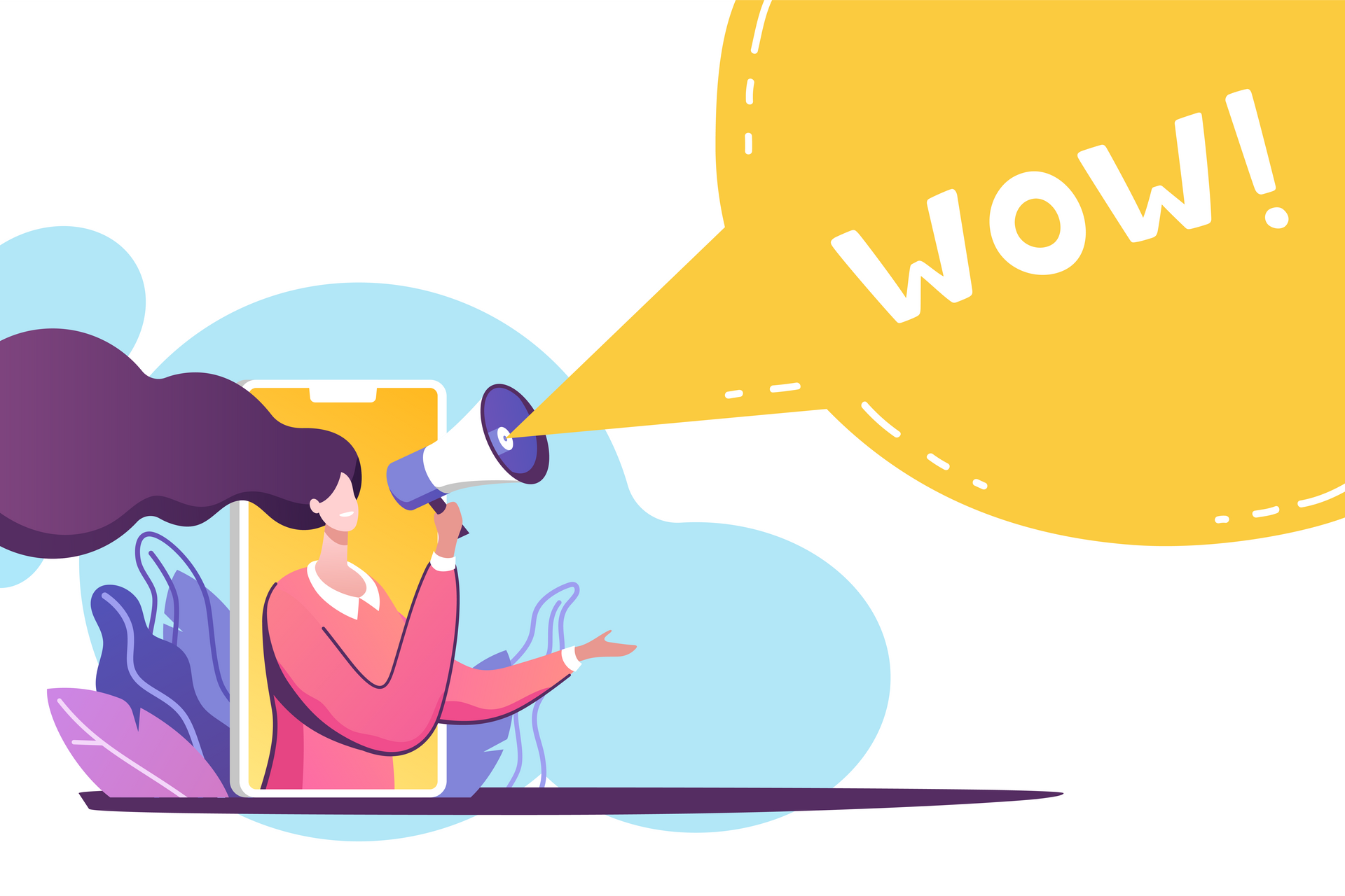 Woman with megaphone illustration