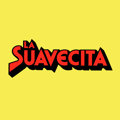 La Suavecita 107.1 Facebook Page A yellow background with a red and black logo for la suavecita