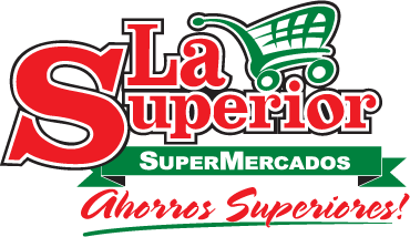 A logo for la superior supermercados with a shopping cart