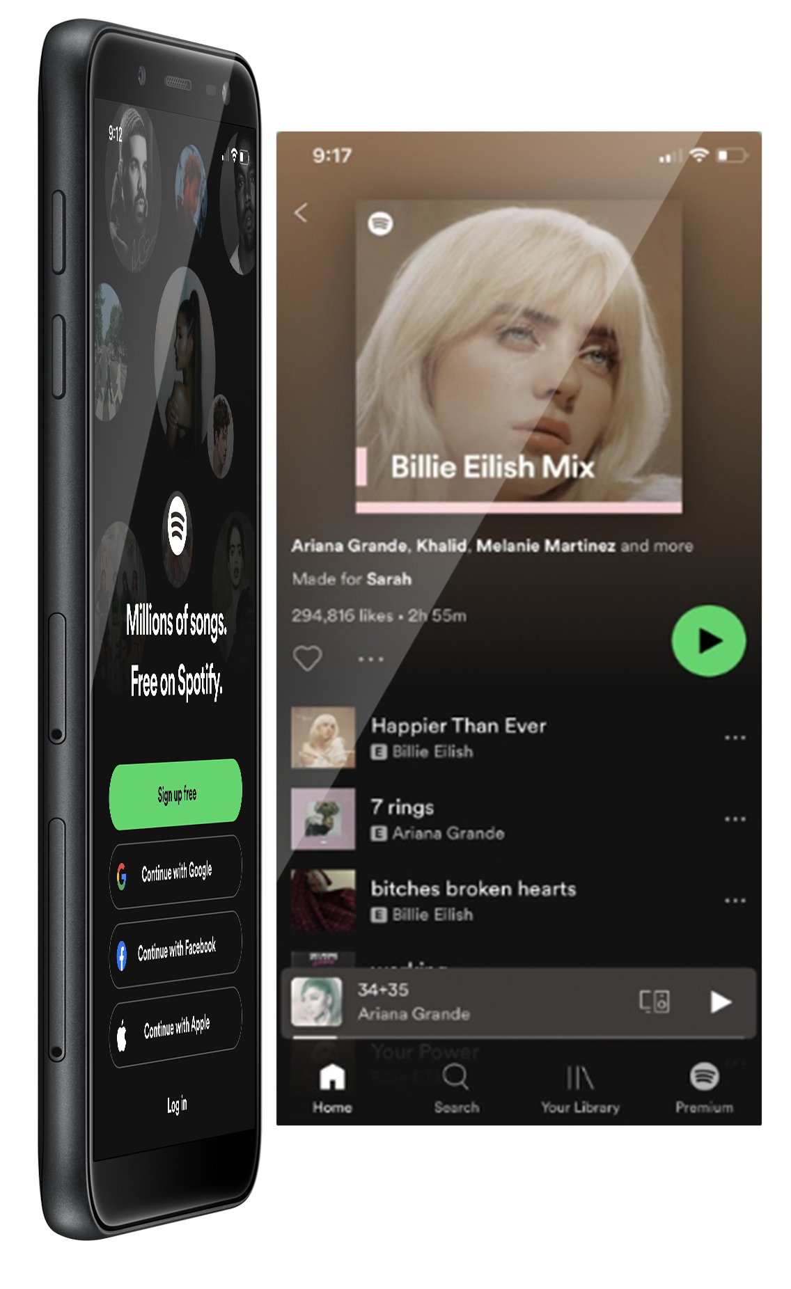 A cell phone with a spotify app on it.