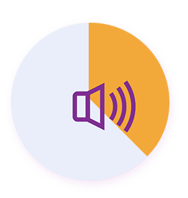 An icon of a speaker in a circle on a white background.
