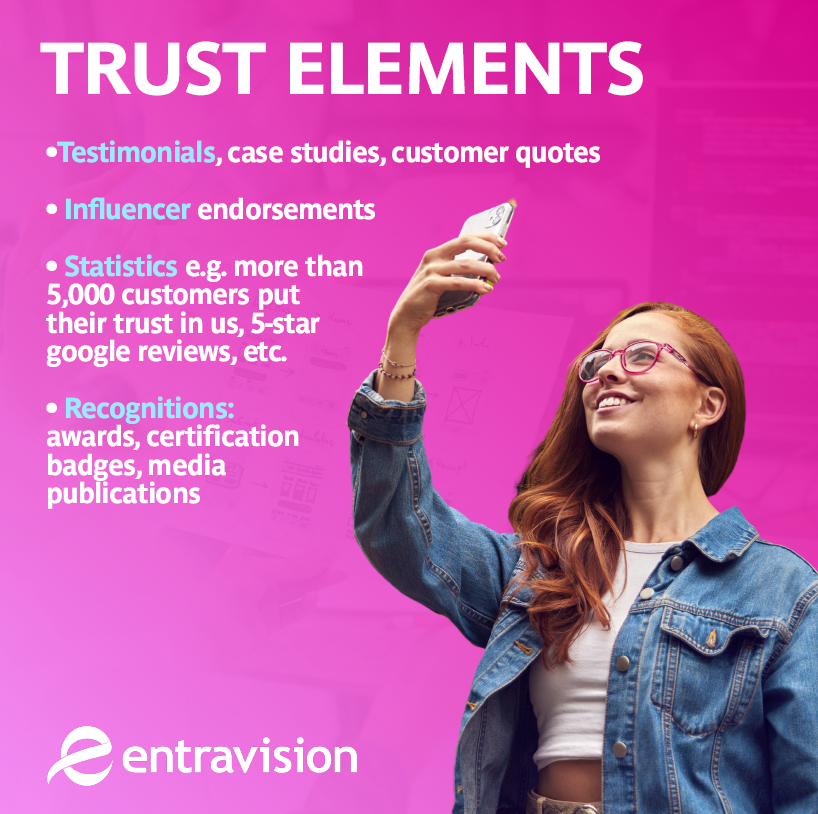 Text describing tips for optimizing a landing page - trust elements