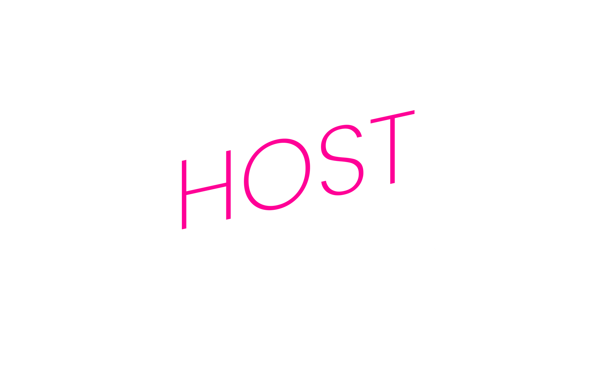 The word host is written in pink on a white background.