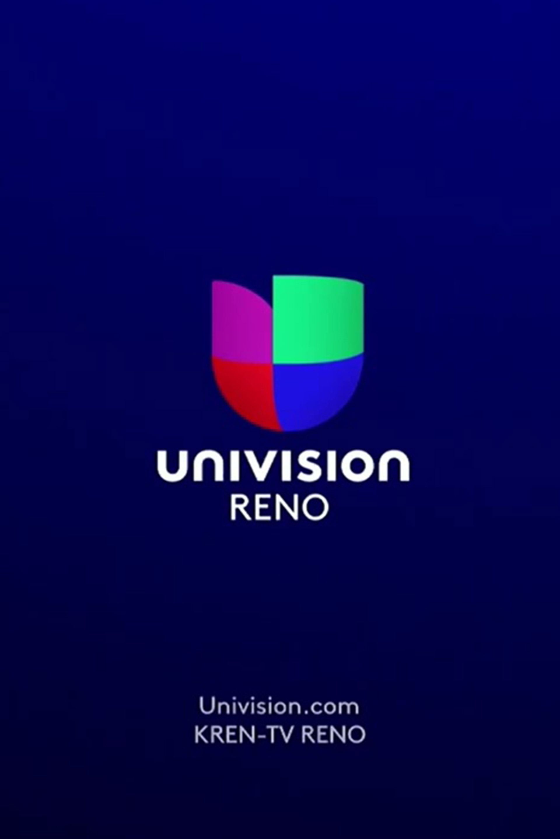 The univision reno logo is on a blue background