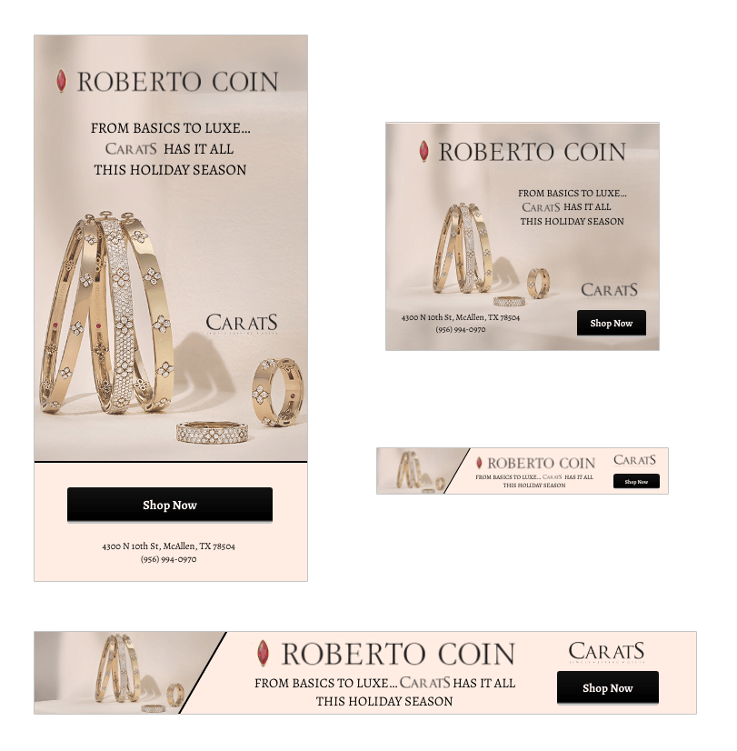 A collection of roberto coin advertisements on a white background