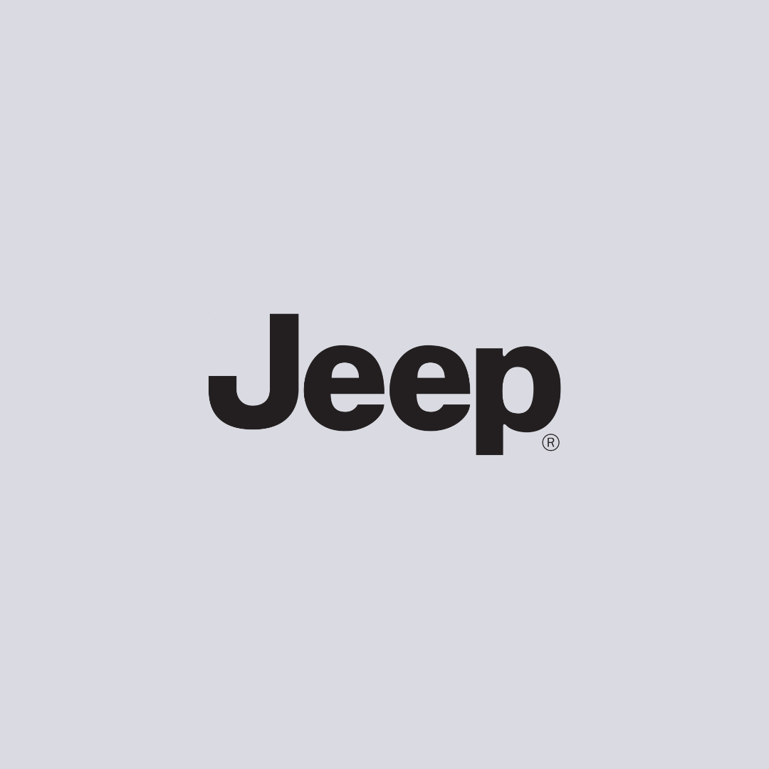 Jeep logo in black on a light gray background.