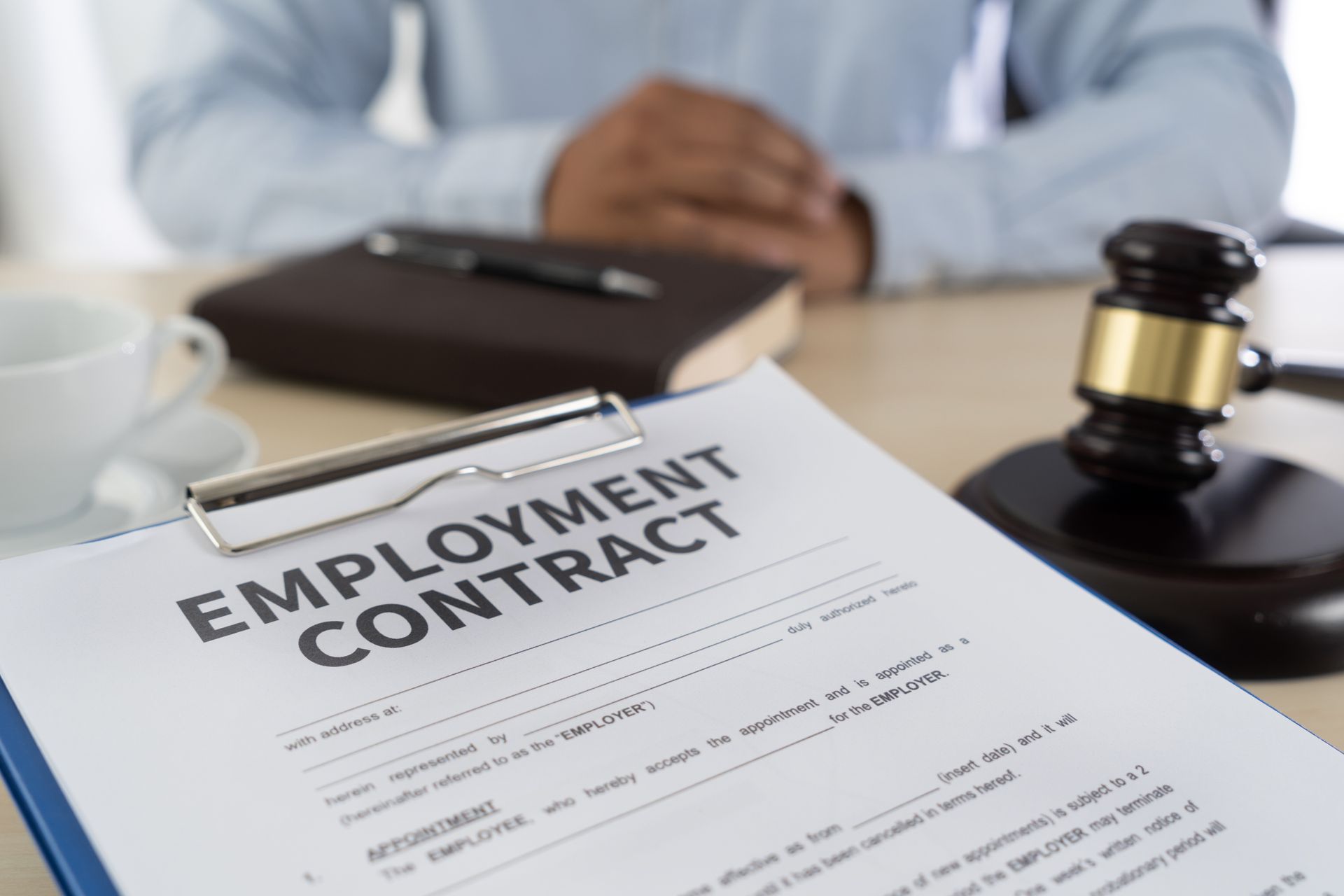 Employment contract with a legal gavel