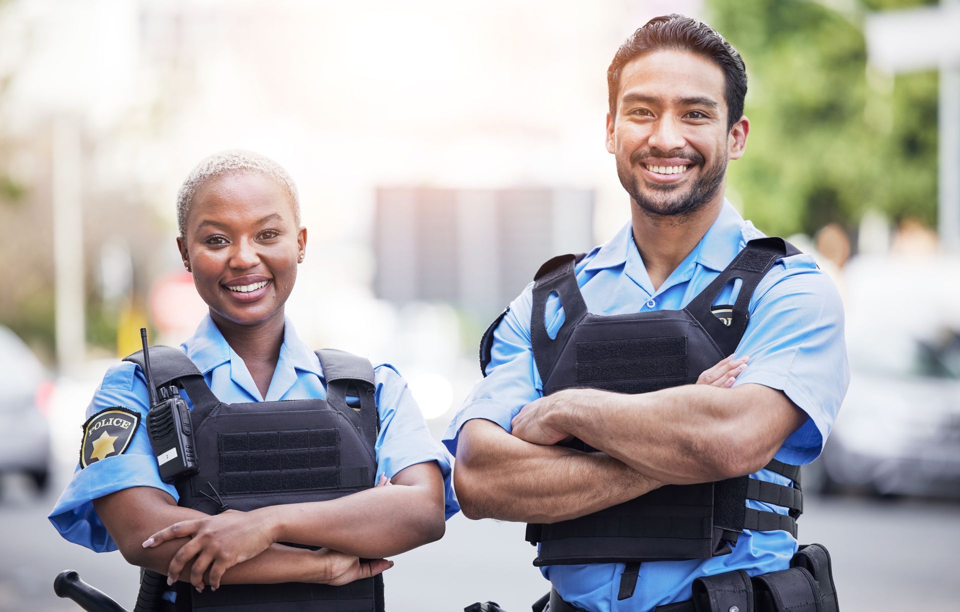 Police officers providing support