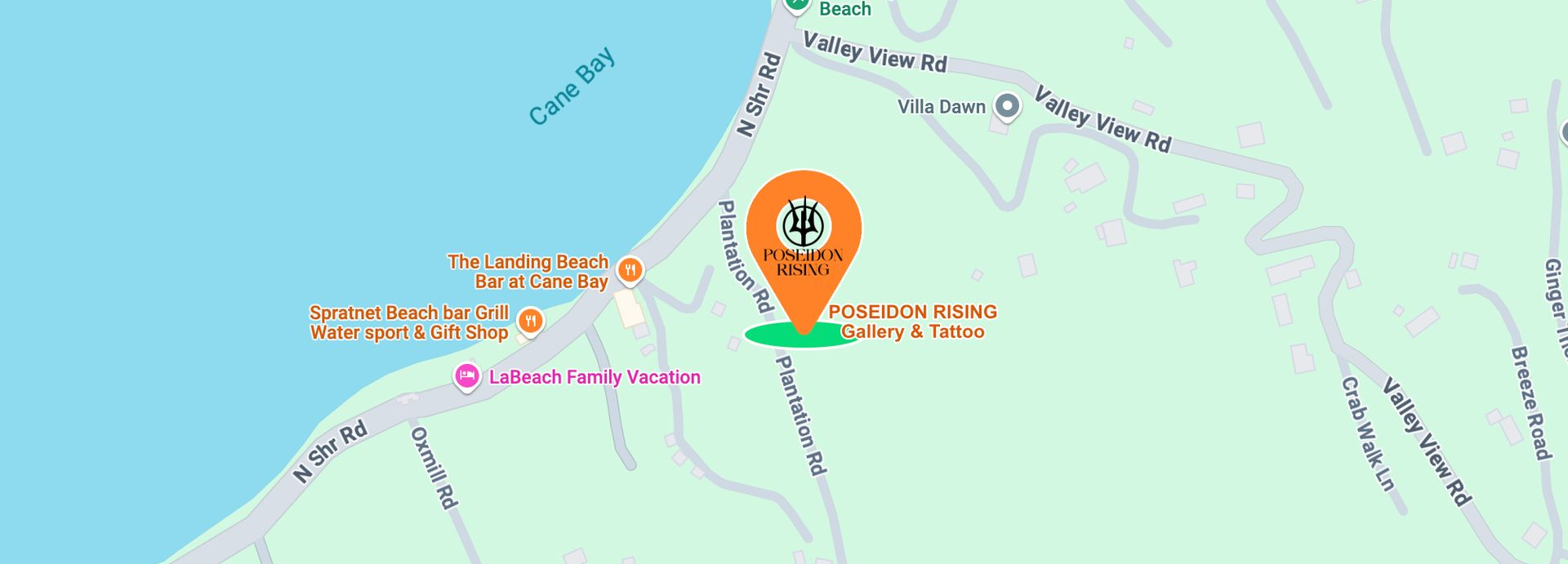 Map showing a location: The location is marked with an orange pin for 