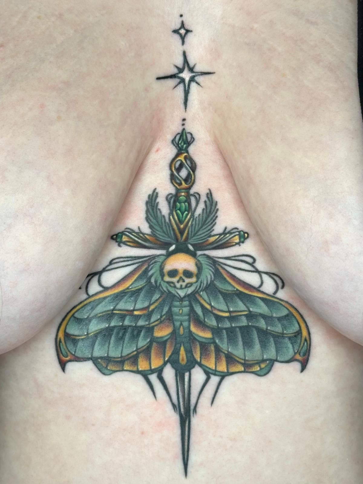 North Star Tattooed on chest