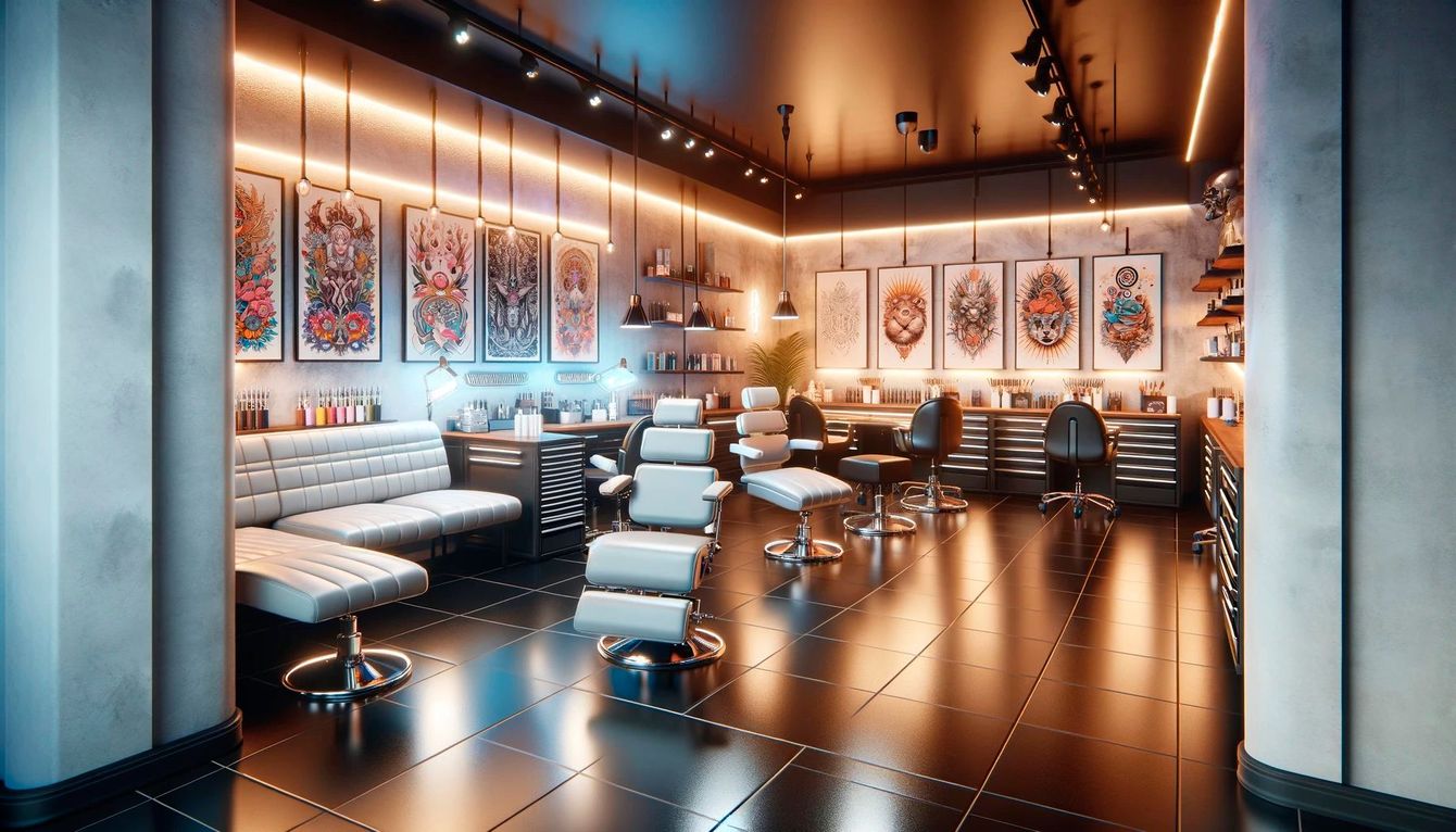 Illustration of a tattoo studio interior
