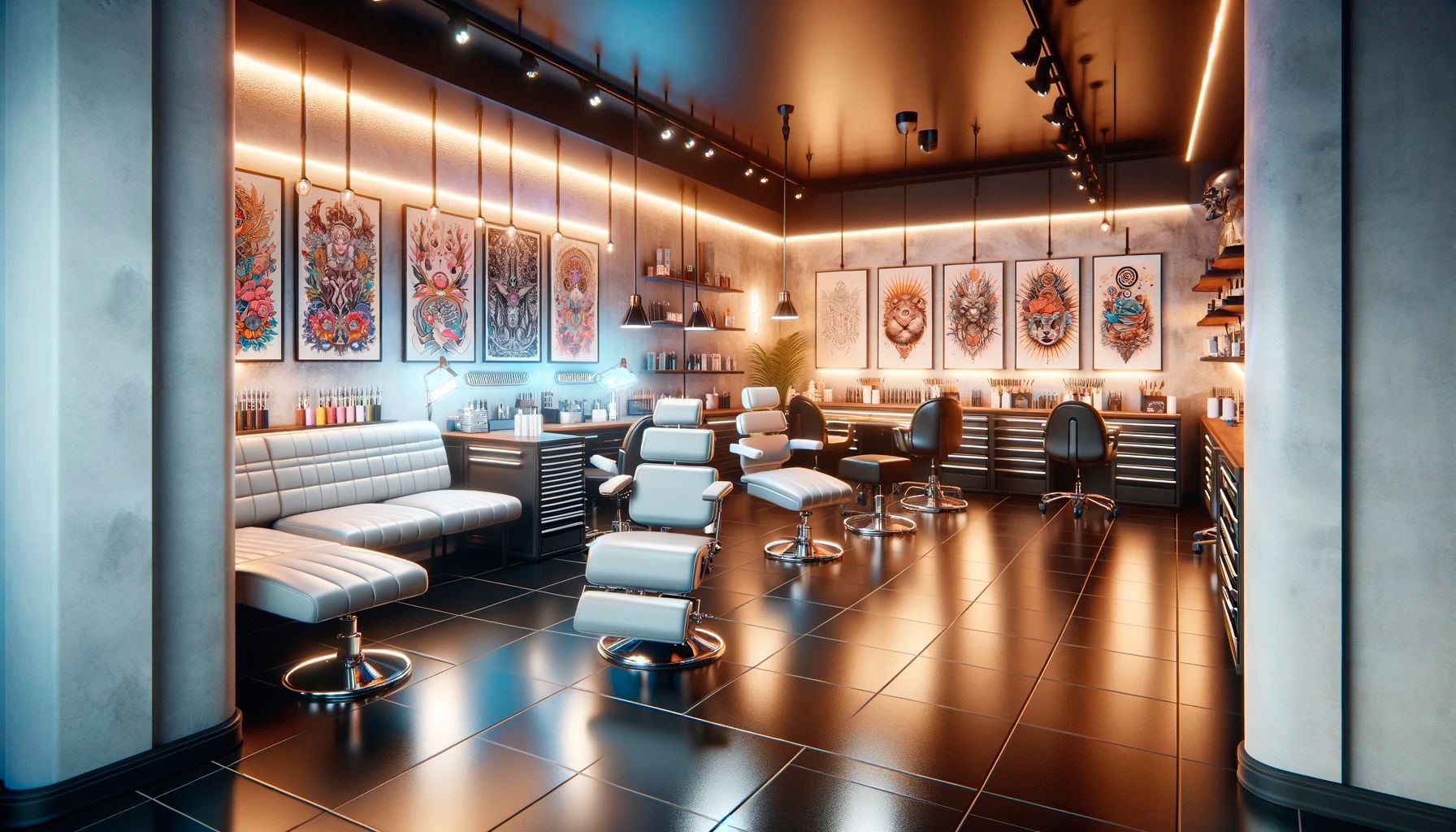 Illustration of a tattoo studio interior