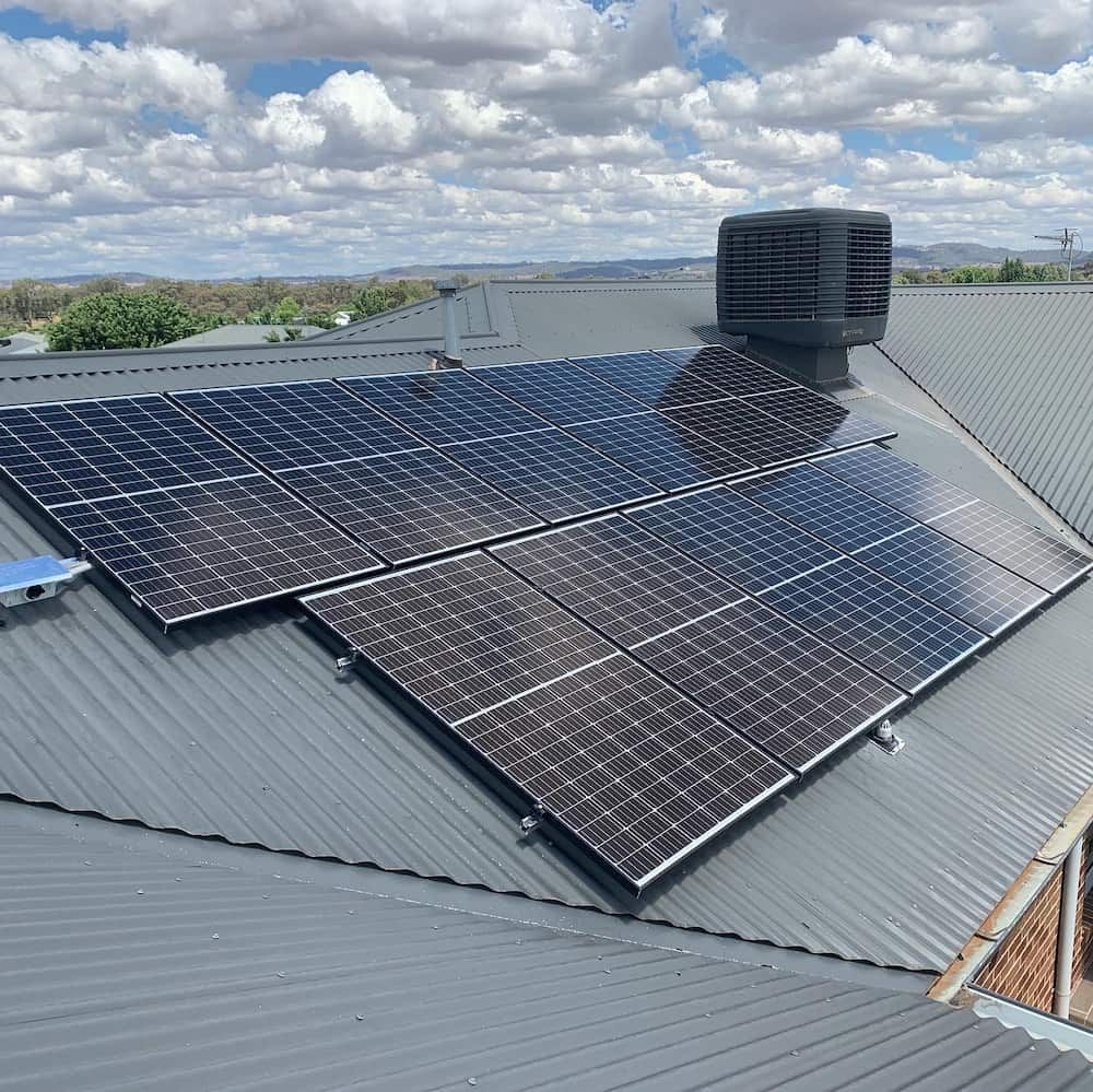 A Roof With a Lot of Solar Panels on It — Russell Taber Electrical & Solar in Lake Albert, NSW