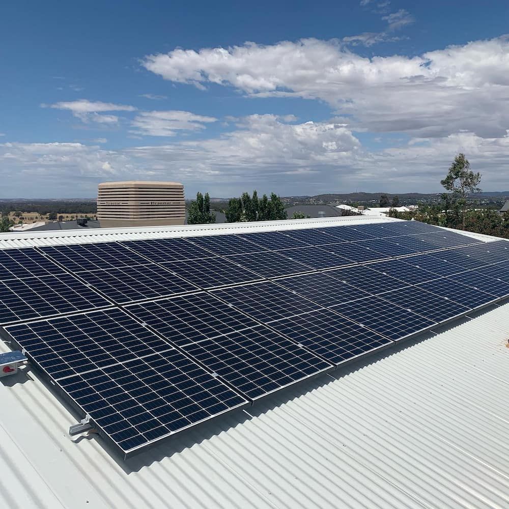 A Roof With a Lot of Solar Panels on It — Russell Taber Electrical & Solar in Lake Albert, NSW