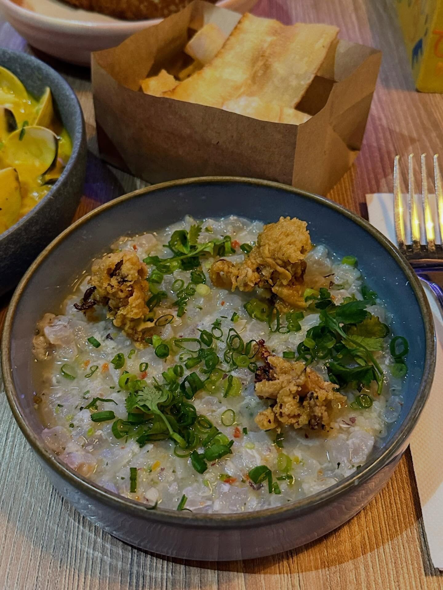 Market ceviche with herbs and crisp garnish at La Tapa del Coco