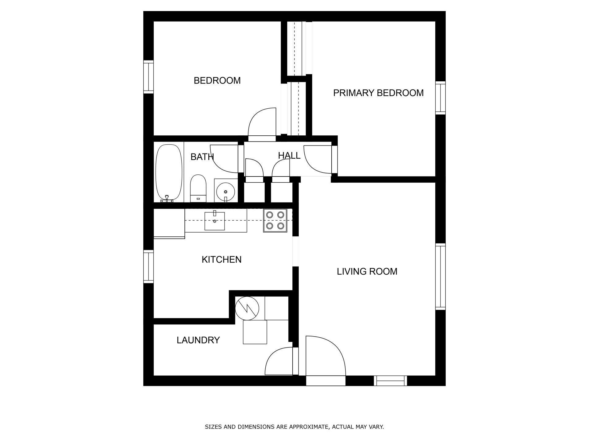 2 Bedroom / 1 Bath floor plan