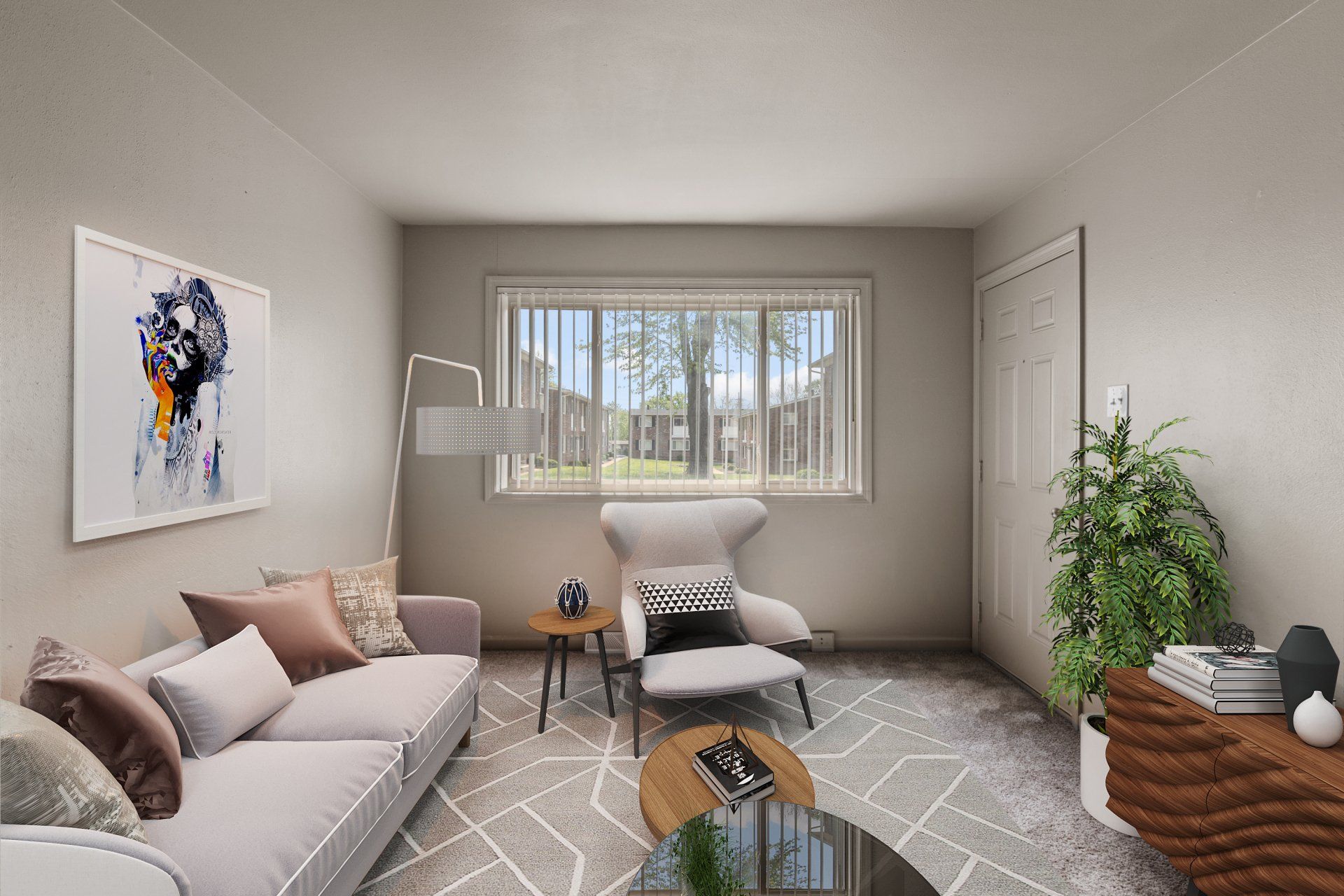 2 Bedroom / 1.5 bathroom unit living room