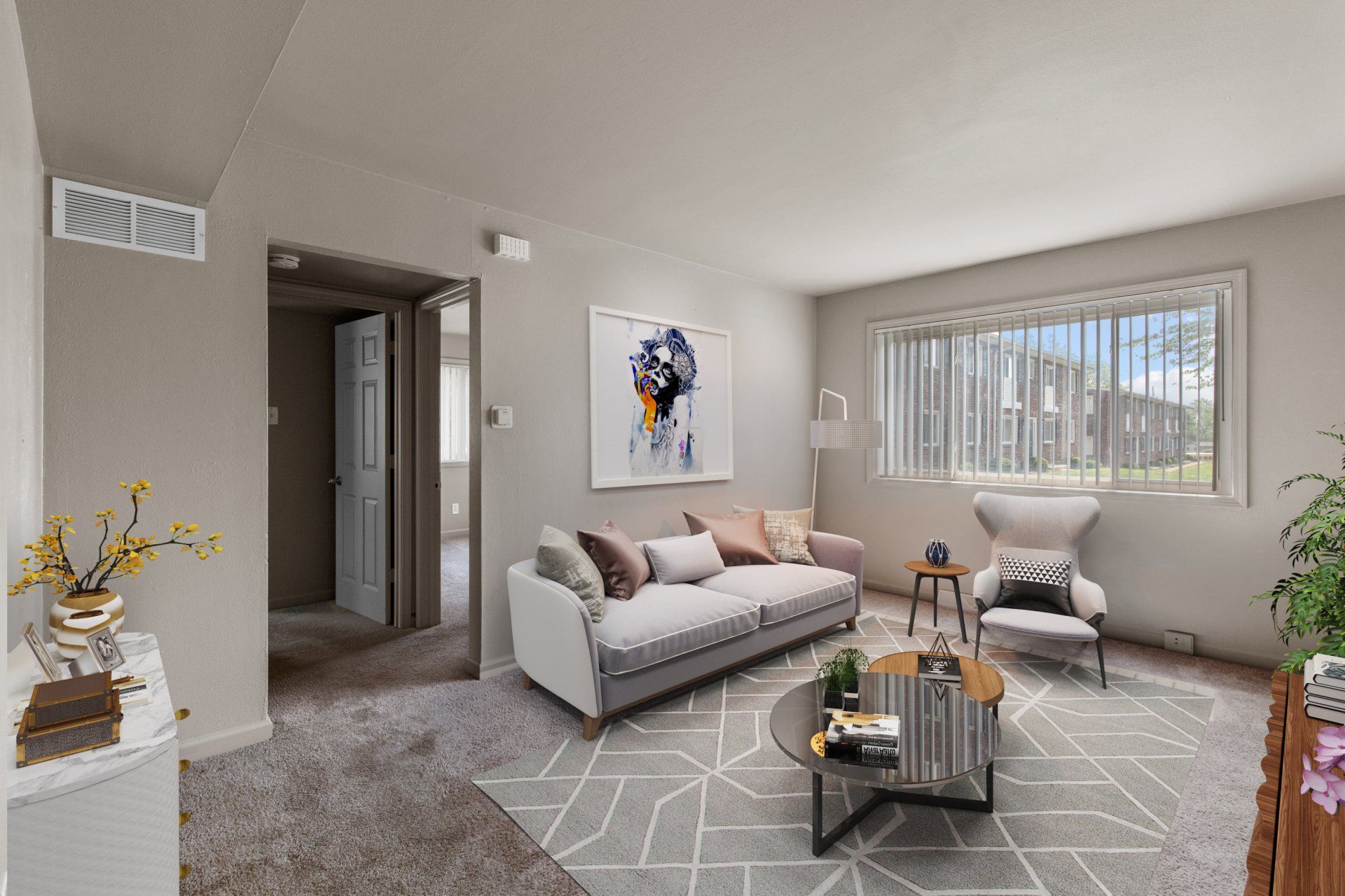 2 Bedroom / 1.5 bathroom unit living room