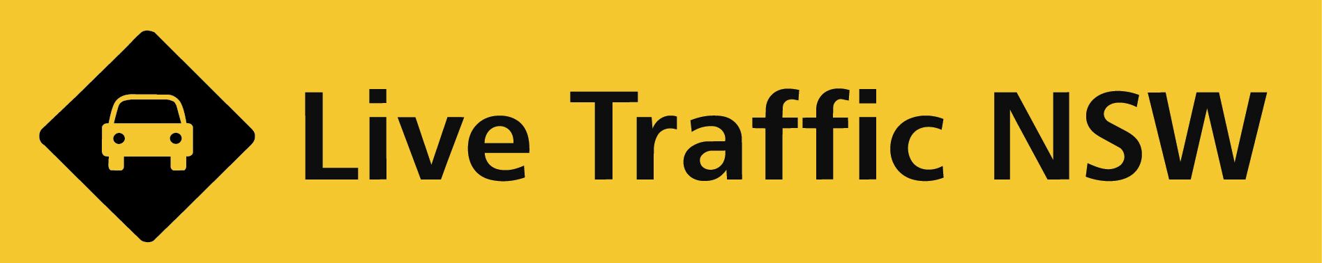 Live Traffic NSW logo with yellow road sign and black car icon