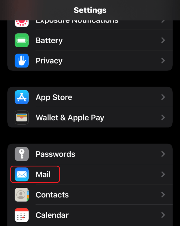Apple Mail set up step 1