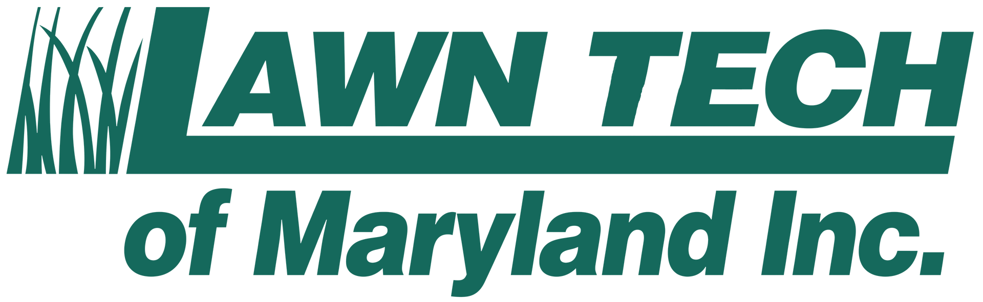 Lawn Tech of Maryland Inc. logo in green text with stylized grass on a white background