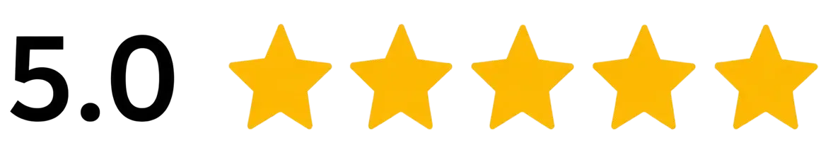 5.0 rating with five gold stars