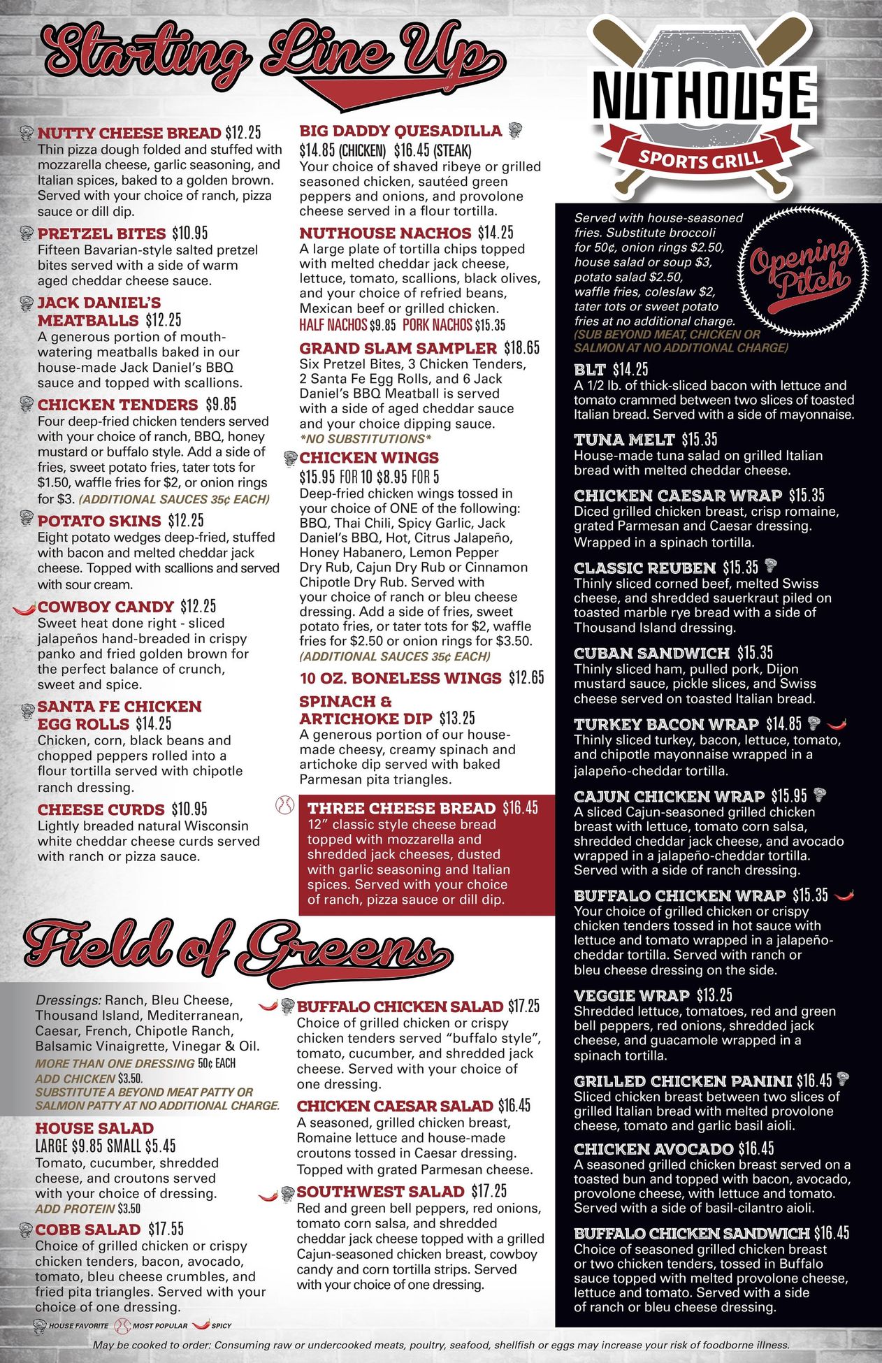 A menu for a restaurant called grinders