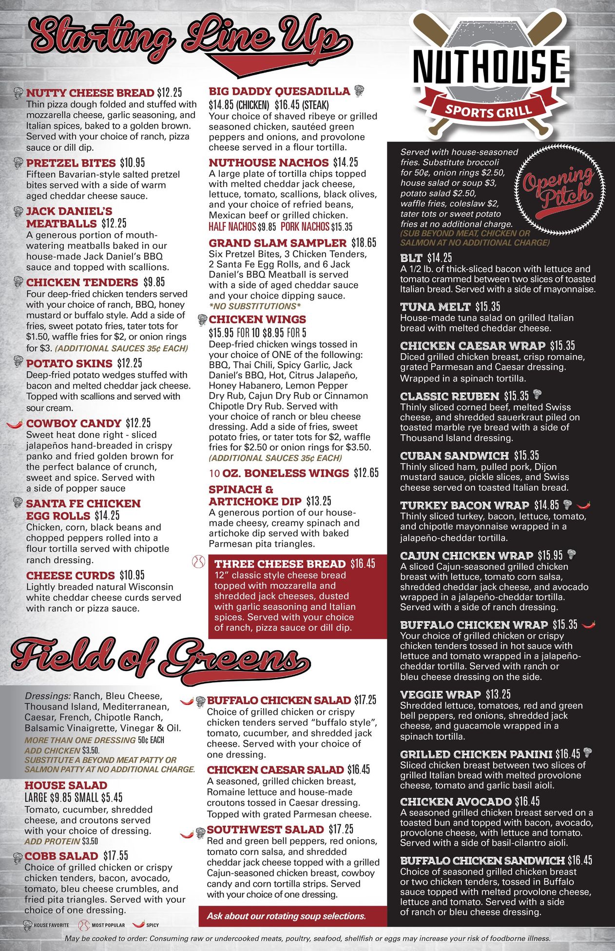 A menu for a restaurant called grinders