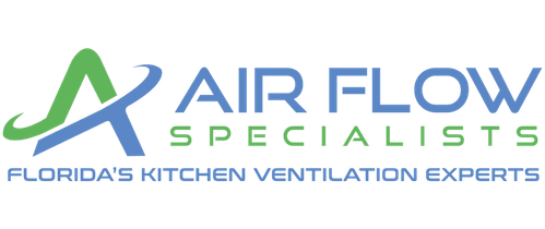 A logo for air flow specialists with a blue circle
