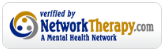 Verified by NetworkTherapy.com: logo with people, text, and website URL. A mental health network.