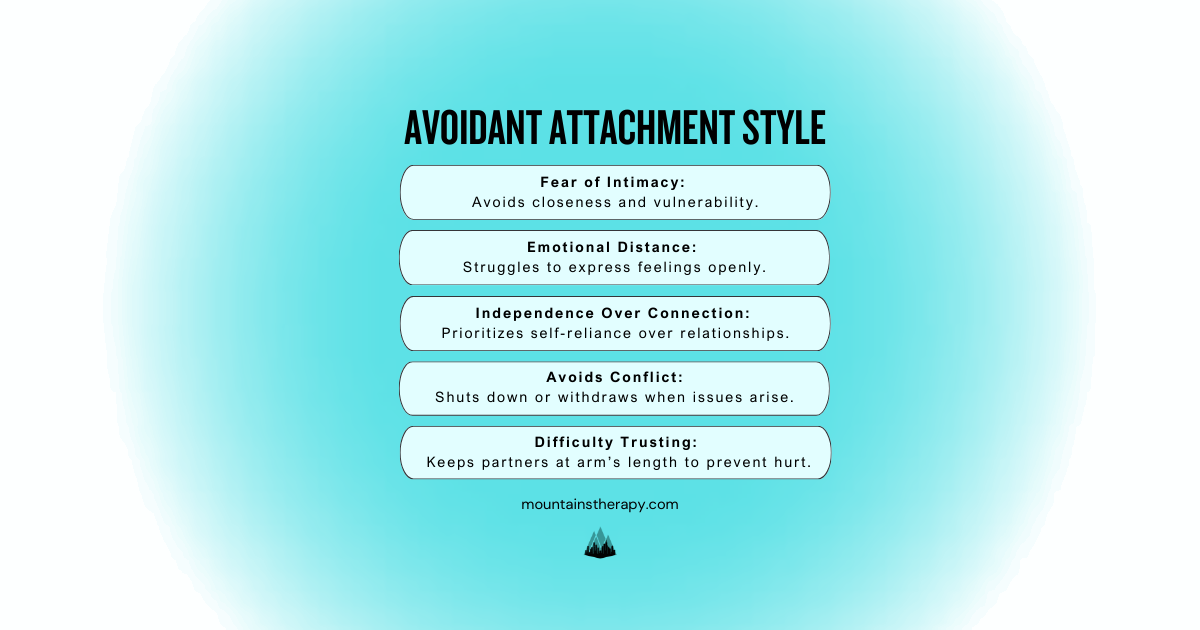 Traits of avoidant attachment style.