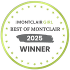 Montclair Girl Best of Montclair 2025 Winner badge. Green and white circular design with stars.